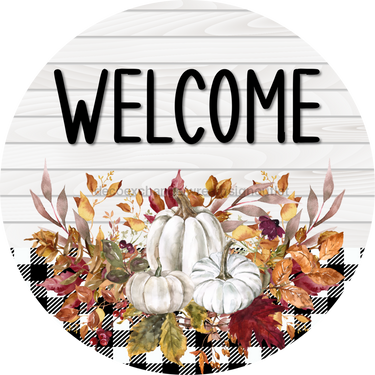 Fall Floral Sign Welcome Dco-00795 For Wreath 10 Round Metal